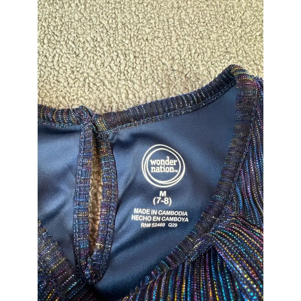 Wonder Nation Girls Dress Blue Metallic Sleeveless Size Medium‎